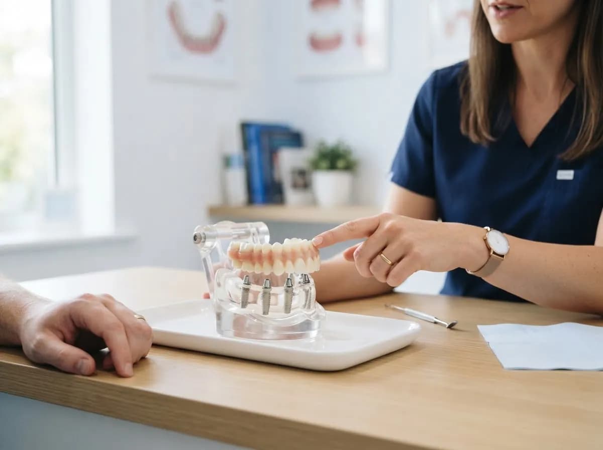 Lõualuu mudel nelja implantaadi ja täissillaga