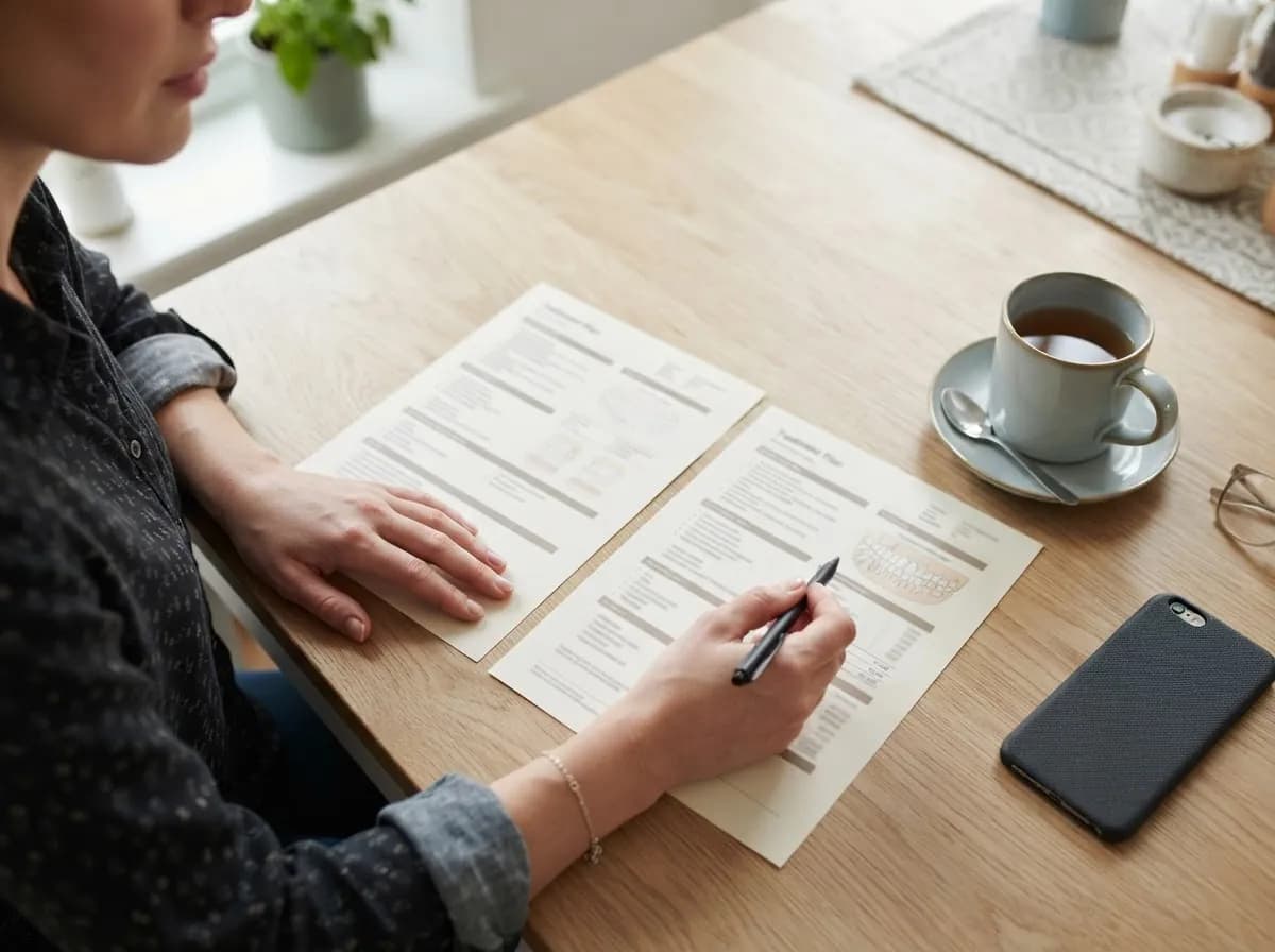 Inimene võrdleb laual kahte raviplaani paberit